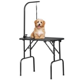 32"L Adjustable Foldable Pet Grooming Table, Black