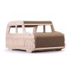 2-in-1 Wood Corrugate Cat Scratcher, Cardboard Cat House, Reversible Car-Shaped Scratch Furniture Protector