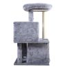 Double-layer cat Tree with cat house and ladder - light gray XH