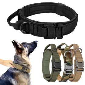 Tactical Pet Collar; Dog Collar With Handle; Military Heavy Duty Dog Collars For Medium Large Dogs (Color: Khaki, size: XL)