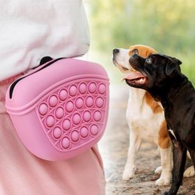 Bag Silicone Feed Dogs Treat Pouch Pet Training Bag Bundle Pocket Waist Pack Pet Portable Dog Training Waist Bag Treat Snack Bait Dogs Soft Washable O (Color: Pink)