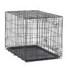 Double-Door Foldable Metal Wire Dog Crate with Divider, XX-Large, 48"